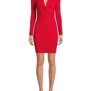 Mini length formal dress. Perfect for Christmas red theme party. Knitted